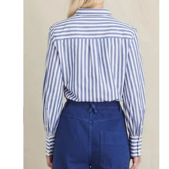 Alex Mill James Shirt in Bold Stripe - Blue/White Button-Up - Womens Size XL NWT - Picture 2 of 10